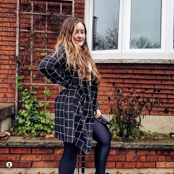 Tie front wrap button up plaid dress - Picture 1 of 3